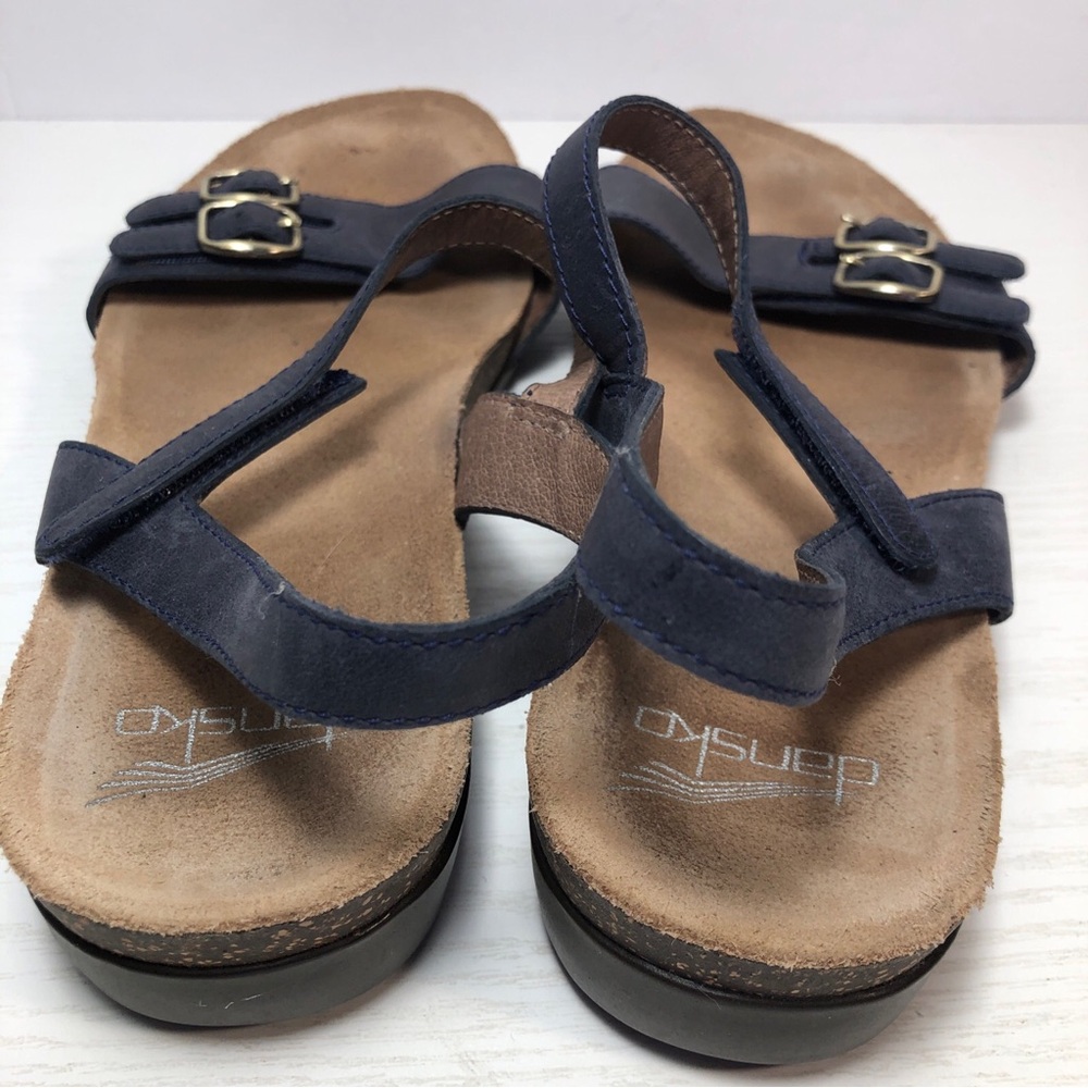 Dansko Blythe Navy Milled Nubuck Leather Platform Sandal  Size 38/US 7.5-8 - Picture 6 of 8